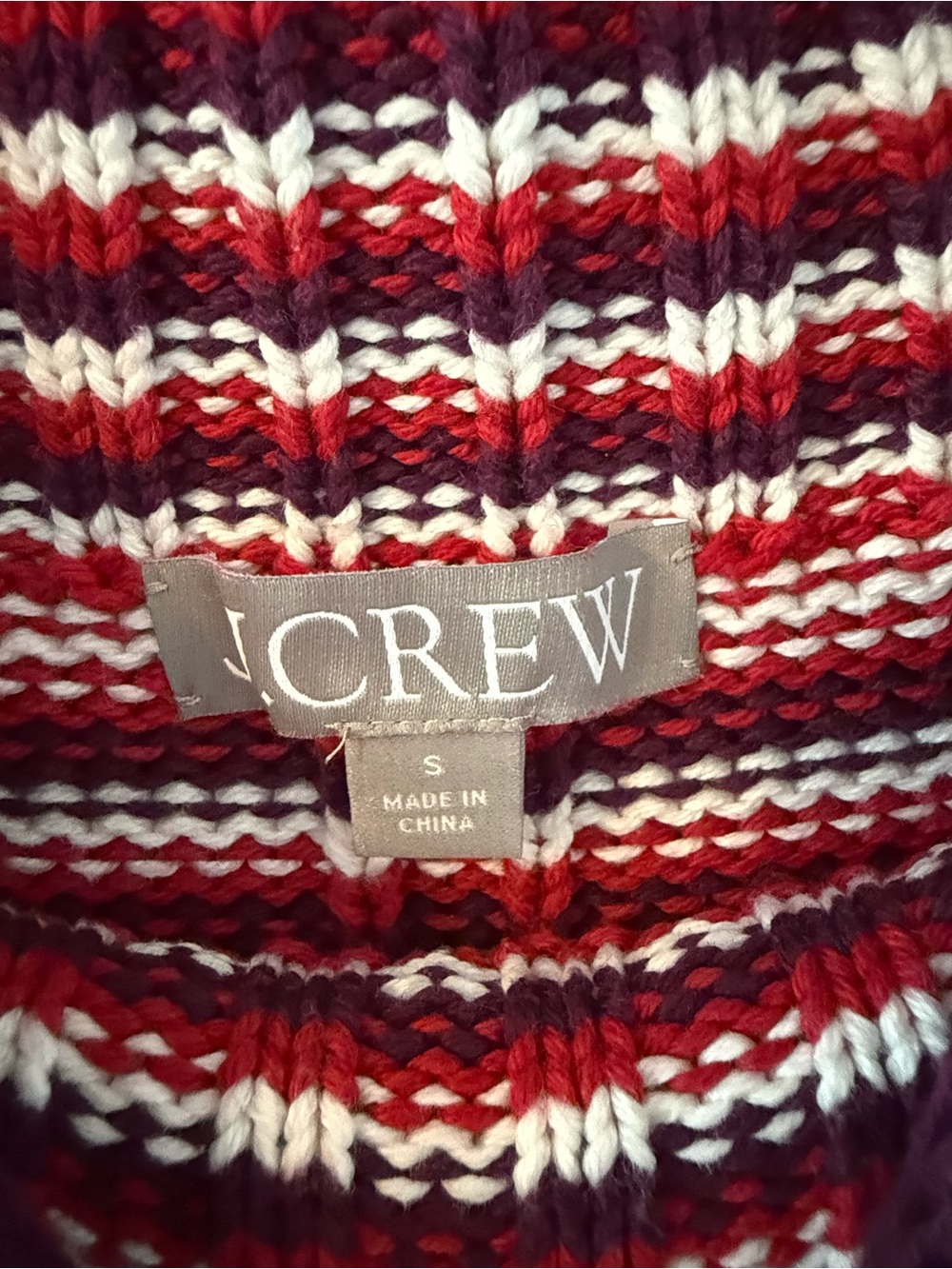 J. Crew Red and White Striped Crewneck Sweater with Burgundy Trim - Picture 2 of 3
